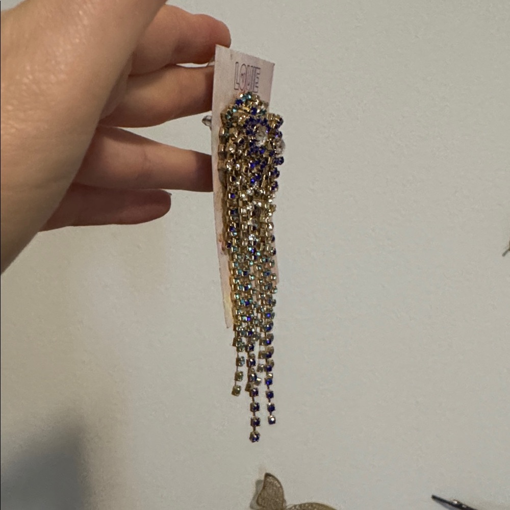 Blue and Silver Statement Earrings - Picture 2 of 2